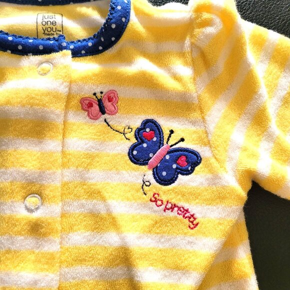 Just One You Carters Yellow & White Striped Baby Sleep & Play with Butterfly 6M - Picture 2 of 7